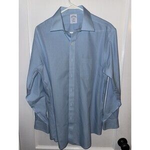Brooks Brothers Men 16-2/3 Regent Fit Blue Checked Long Sleeve Button Down Shirt
